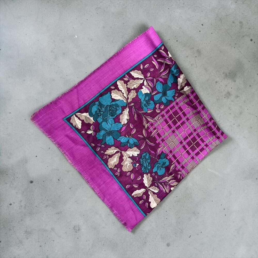 The Specialty House Inc. Vintage 100% Wool Floral Plaid Scarf - Picture 5 of 8